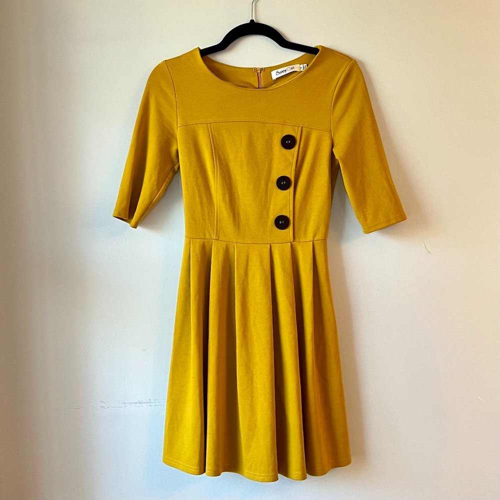 Modcloth Sunny Girl Yellow Gold Dress Size S